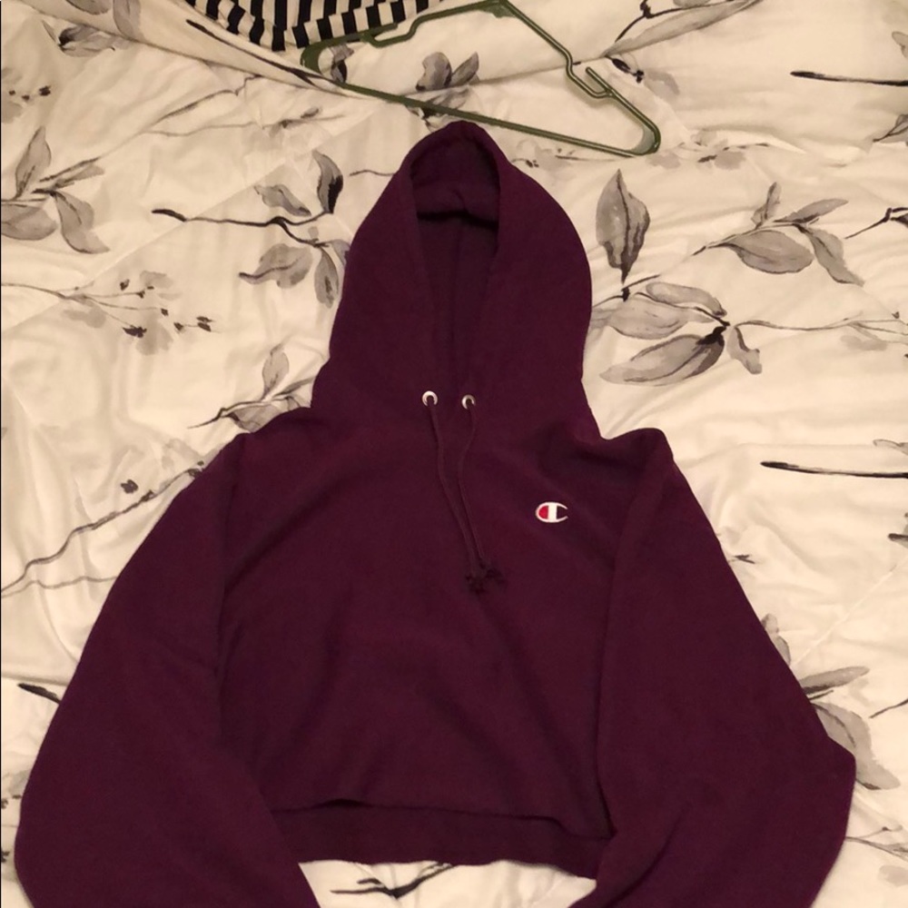 magenta cropped hoodie